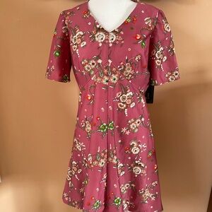 Especially Made by Grandma Vintage 80s Floral Print Poly Back Zip Dress M